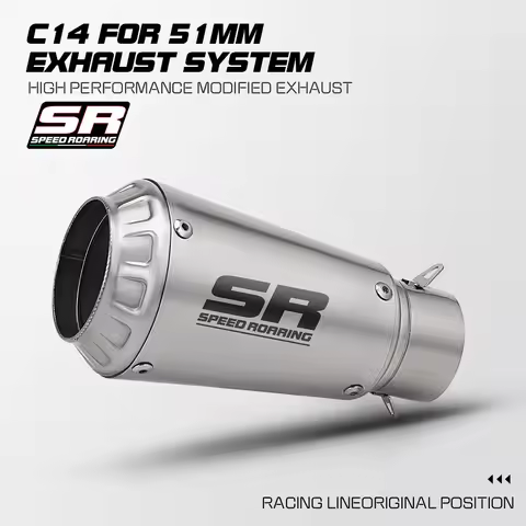 Universal 51mm Motorcycle Exhaust Stainless Steel muffler For C14 R1 R3 R25 ZX6R Z250 Z900 MT09 R7 M
