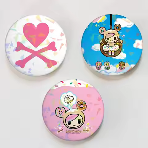 Fashion T-Tokidoki Round Exquisite Laser Badge Brooches Creative Pins For Clothes Hat Backpack Gift 