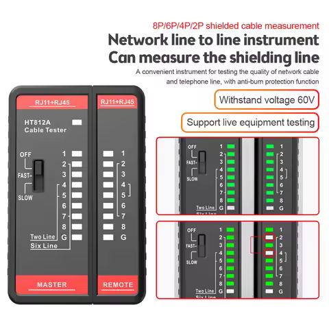 Cable Lan Tester Network Cable Tester RJ45 RJ11 RJ12 RJ14 UTP LAN Cable Tester Telephone & Network L