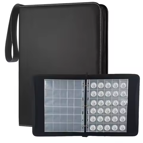 A4 coin album 3 ring PU leather Zipper binder coin collection supplies display Collectors 30 pockets