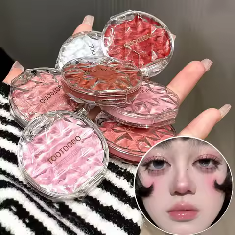 Face Makeup Ice Blue Glitter Lying Silkworm Peach Pink Pearl Eyeshadow Blusher Palette Highlights Na