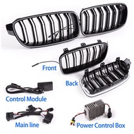 F30 Luminous Light Glowing Double Slats Gloss Glossy Black Grills 2pcs F30 Grill Front Kidney Grille