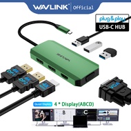 WAVLINK USB Hub Laptop Docking Station 7-IN-1 Multiport Adapter Quad Monitor with 4K HDMI 8K DP VGA