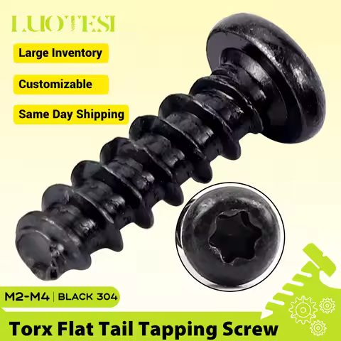 Torx Round Head Self-tapping Flat Tail Screw Black Stainless Steel M2 M2.3 M2.6 M3 M3.5 M4 Six-Lobe 