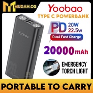 YOOBAO Powerbank 20000mAh Powerbank Type C Output H2 / H2Q 22.5W Fast Charging Powerbank Torch Light
