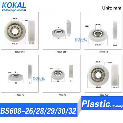[F08]1PCS high quality POM plastic DIY Flat type ball bearing 608zz 608 roller wheel aluminum track 