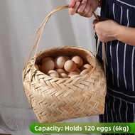 Bamboo Woven Big Basket, Egg Basket, Big Fruit Basket, Bamboo with Handle, Gift Grocery Store Shoppi