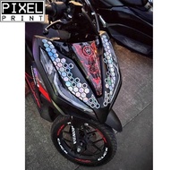 Honda Click 125i 150i v1 v2  Honeycomb Front Waterproof Motorcycles Decals Vinyl Sticker.