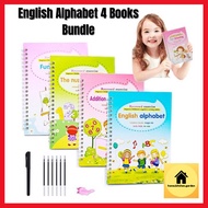 4 Book Magic Children 3D Copybook For Calligraphy Number English Handwriting Books Learning Math Wri