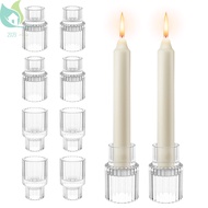 10Pcs Clear Glass Candle Holder Vintage Glass Candlestick Holders Ribbed Candle Stand SHOPQJC9488