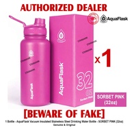 AQUAFLASK 32oz SORBET PINK Aqua Flask Wide Mouth with Flip Cap Spout Lid Flexible Cap Vacuum Insulated Stainless Steel Drinking Water Bottle Bottles or Tumbler Tumblers Authentic - 1 Bottle