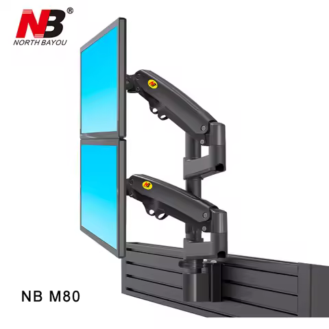 NB M80 Dual Monitor Holder Ergonomic 22-32" LCD LED Screen Slot Mount Bracket Load 2-12kgs Each Arm