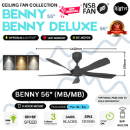 NSB FAN BENNY BENNY DELUXE 56 Inches DC Motor 5 ABS Blades 6 Speeds R/F Last Memory Remote Control O