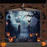Preboun Halloween Garage Door Banner Large Hanging Backdrop Door Cover Halloween Garage Wall Decorat