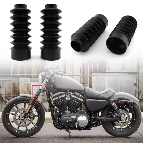 2PCS 39mm Motorcycle Front Fork Cover Gaiters Gators Rubber Long Boots For Harley Davidson Sportster