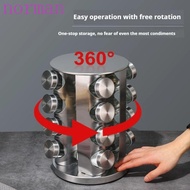 NORMAN Rotating Spice Rack, 360 Rotating Stainless Steel Seasoning Bottle, Herb And Spice 16 Jar/12 