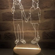 牽著你揹著兒是幸福【質感線條】原木Led夜燈藍芽喇叭 客製化夜燈