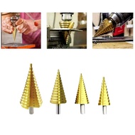 Step Drill Bit Spiral Cone Drill Bit HSS High Speed Steel Round Shank Ladder Drill Bit Titanium Coat