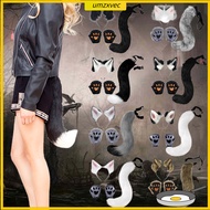 umzxvec Faux Fur Animal Costume Accessories Handmade Cat Ear Hairband Fox Tail Claw Gloves Kit for A
