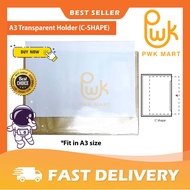A3 TRANSPARENT HOLDER C-SHAPE/ Waterproof Plastic Holder / A3 Plastic File