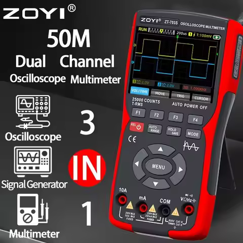 ZOYI ZT703S 702S Digital Oscilloscope Multimeter Transistor Tester 50MHz Bandwidth 280MS Sampling Ra