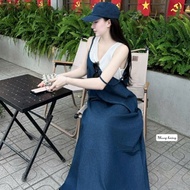 Luxurious lady's dress set, pretty lady's dress set with denim skirt and paper shirt G201