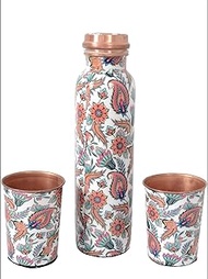 Copper Craft 1 ltr water bottle with 2 glass set of 250 ml