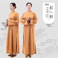 Yi Yuan Ju Shi Clothing Men's and Women's Meditation Clothing Buddhist Supplies Autumn and Winter Long Shirt Hanfu Traditional Ancient Cotton Clothes Suitkskky.sg