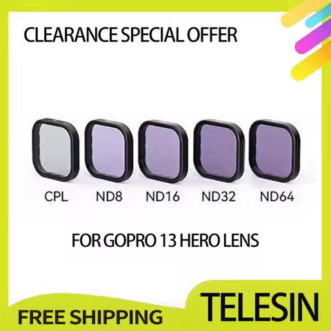 TELESIN For GoPro Hero 13 Action Camera ND8 ND16 ND32 ND64 CPL Lens Filter Set Aluminium Alloy Frame