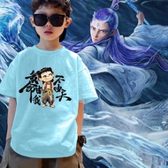 Nezha 2 Printed Nezha T-Shirt for Children Baju Lelaki 100cotton boy and girls shirt 100-150cm#93 pr