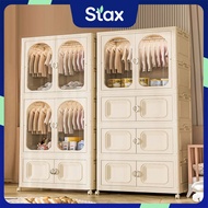【80cm Jumbo】StaxHomedeco Plastic Wardrobe Baby Closet Baby Cabinet For Clothes Storage With Wheels