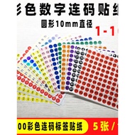 1-Digital number10mm Colorful number stickers, small colorful dot circular adhesive labels