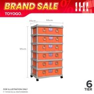 Toyogo 902-6 Plastic Storage Cabinet / Drawer With Wheels (6 Tier)