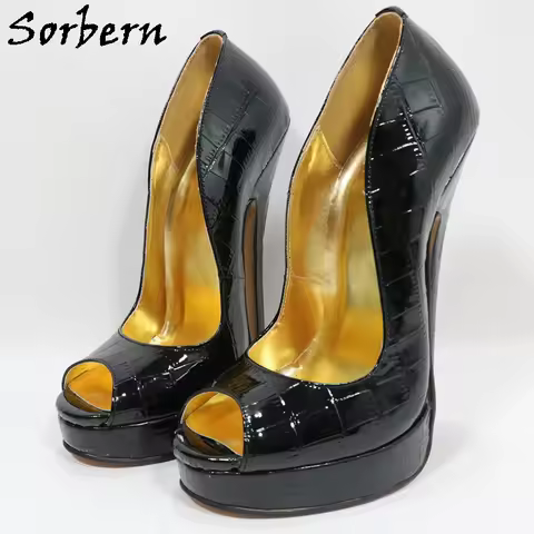 Sorbern 18cm Open Toe Women Pump Shoes High Heels Stilettos Platform Slip On Shoe For Crossdresser S