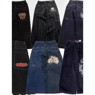 seluar jeans lelaki slim fit celana panjang lelaki Seluar jeans lelaki Y2K Bag retro JNCO corak berk