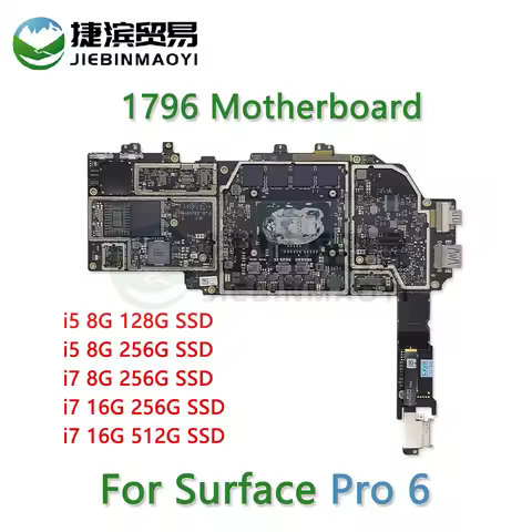 Original Laptop i5 i7 8G 256G 512G 1807 1796 Main Board For Microsoft Surface Pro 5/6 MotherBoard 17