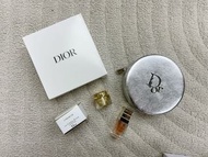 現貨🔥數量有限✨ Dior skincare sample set✨ la creme 奢華面霜，Prestige 玫瑰花蜜活養再生精華，銀色圓餅化妝包