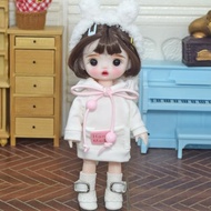 SISON BENNE 1/8 BJD Doll 16cm 6.3inch Jointed Body Girls Xmas Gift + Face Makeup + Eyes + Wigs + Clo