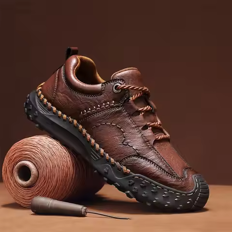 Outdoor Casual Leather Mens Shoes Retro Style Male Sneakers Adult Non-Slip Casual Desert Hiking Foot