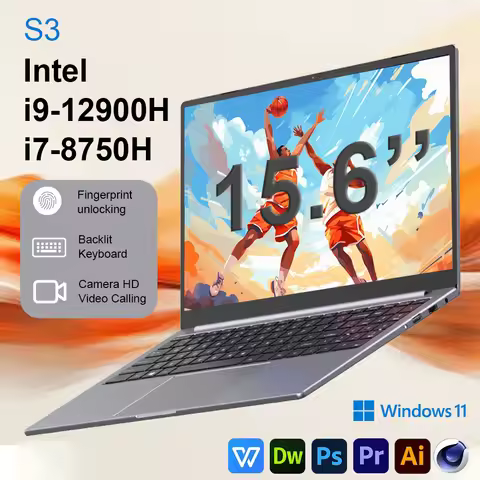 NEW S3 Computer 15.6 Inch Intel Core i9-12900H/i7-8750H Por Laptop 2*DDR4 2*M.2 64GB 2TB SSD Windows