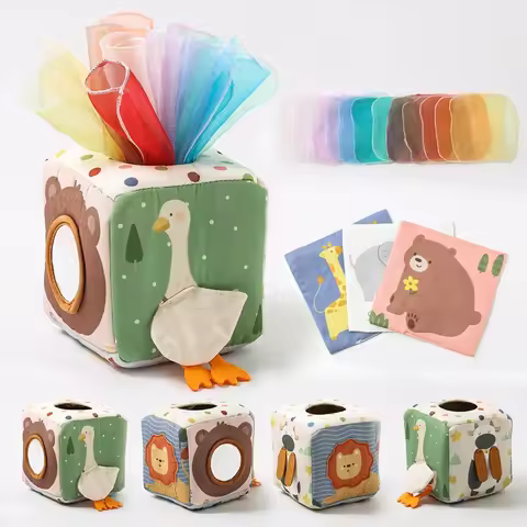 Montessori Cloths Toys Magic Cotton Animal Tissue Box Kids Finger Exercise Cloth Busy Box Toys Baby 