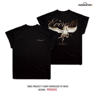 EVERESTER เสื้อยืด คอฟิต - แขนปีกนก Pegasus Heavy Cotton เสื้อผู้ชาย Oversize สีดำ Wing