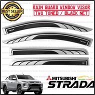 Mitsubishi Strada 2016-2023 Rain Guard Window Visor (Two Toned/ Blacknet) 2nd Design With Triton Log