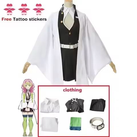 Anime Kanroji Mitsuri Cosplay Costume Kimono Haori Dress Wig Clothes Halloween Costume for Adult 202