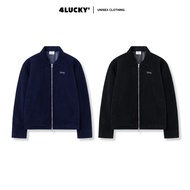Unisex 4Lucky 6168 Ribbed VelvetJacket, Letter Embroidered Velvet Jacket "4Lucky" Men and Women
