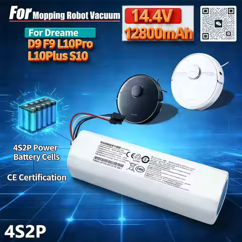 2026 New 12800mAh Lithium-ion Battery Pack P2008-4S2P-MMBK For Dreame Robot Vacuum Mop Cleaner D9 F9