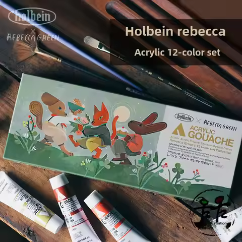 Holbein&Rebecca Green co branded acrylic gouache set 12 colors 20ml opaque suitable for all surface 