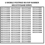 UMOBILE POSTPAID 98 VVIP NUMBER