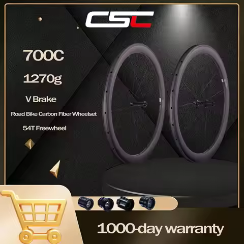 CSC 1370g V-Brake Road Bike Carbon Fiber Wheelset 54T Ratchet Straight-Pull Hub Inner Width 21mm Dep