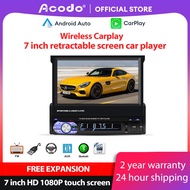 Acodo Android 9.0 Foldable Car Player GPS Wi-Fi Bluetooth USB FM Reversing Display Universal Single Din (7"/G RAM/32G ROM) Wireless Carplay